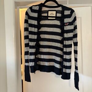 Hollister Blue and White Striped Cardigan